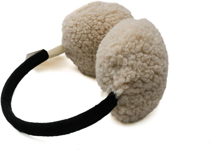 Daiso Beige Ear Warmers - Fluffy Plain Design - Image 3